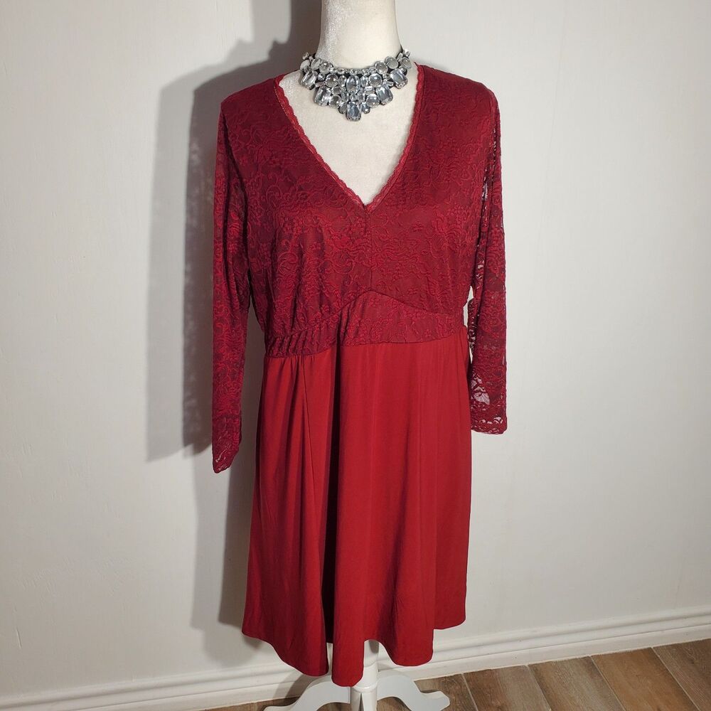 TORRID DRESS COLOR WINE LONG SLEEVE NYLON/SPANDEX SIZE 1(1X)